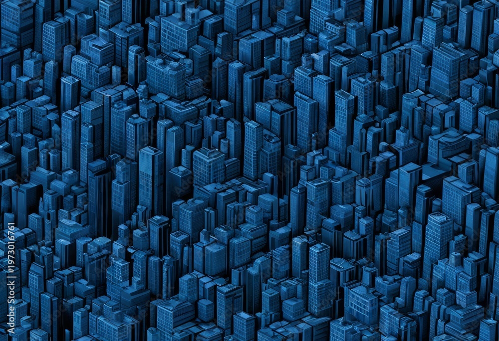 Fototapeta premium Abstract background of blue geometric rectangular blocks