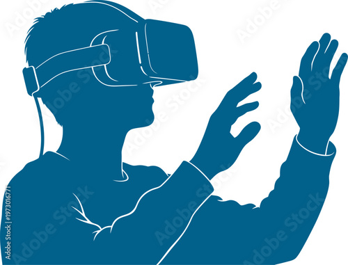 User experiencing immersive virtual reality with headset