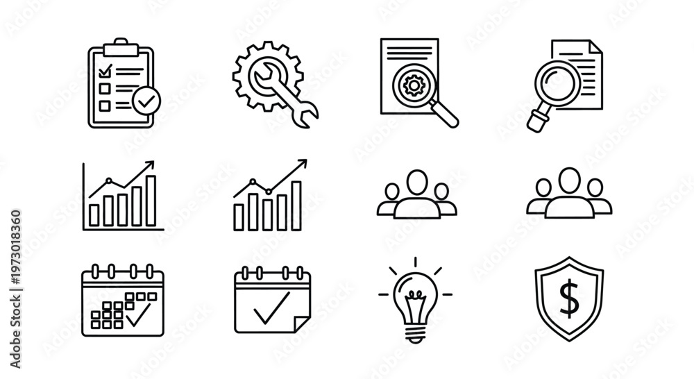 Fototapeta premium A collection of diverse household and utility icons in black and white Vector