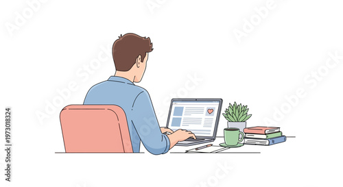 Man sitting at desk with laptop.