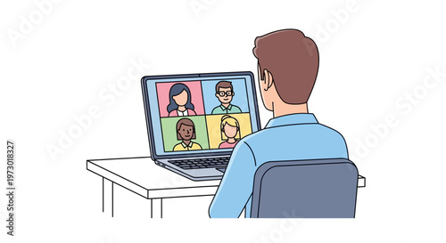Man sitting at desk with laptop.
