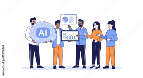 Group of people discussing AI data.