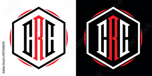 CRC letter logo design template, black and white color template
