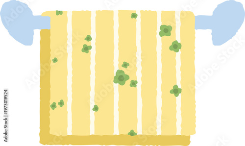 Cute yellow bath towel hanging vector element