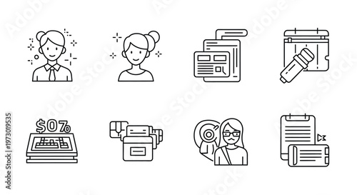 Modern cashiers and checkout processes in various settings Vector
