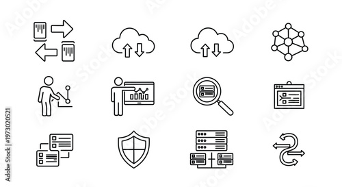 A collection of simple line drawings depicting various human activities and objects Vector
