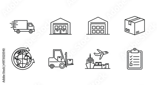 A collection of vintage transportation and industrial illustrations Vector