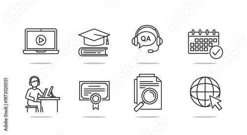 Everyday technology and human activities illustrated in simple drawings Vector