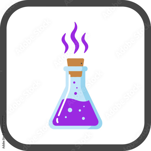 Vibrant Purple Potion in Lab Flask with Rising Vapor – Enchanting Elixir for Science and Magic Discovery