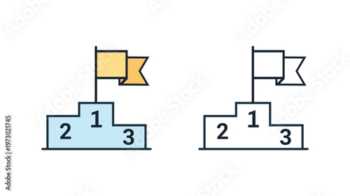 Winner Podium Icon Ranking Stage First Second Third Flat Vector