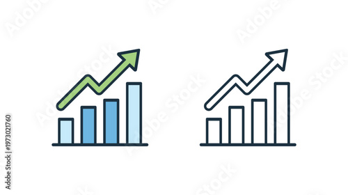 Growth Chart Icon Business Success Analytics Up Arrow Vector