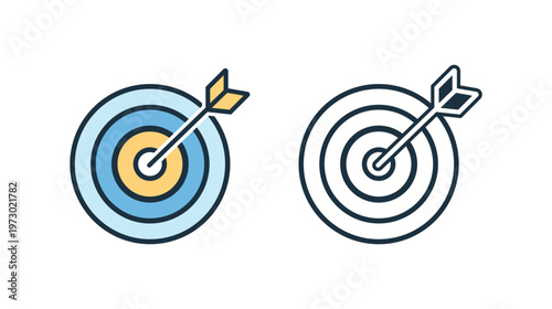 Target Goal Icon Arrow Bullseye Success Flat Vector