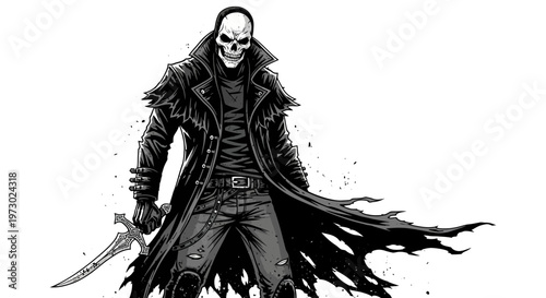 Grim Reaper Skeleton Warrior with Sword