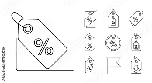 Discount label icon set.