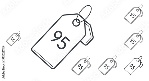 Discount price tags with numbers.