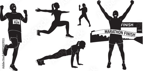 Fitness and Workout Silhouette Set – Gym Exercise Vector Collection