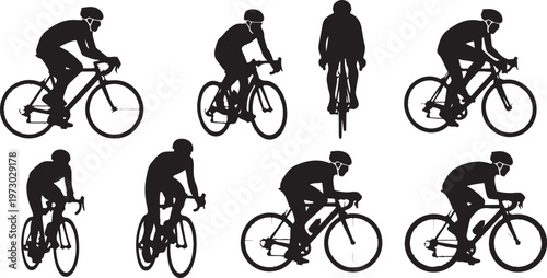 Cycling Silhouette Set – Bicycle Rider Sport Vector Collection