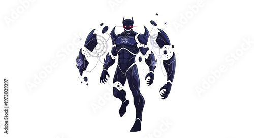 Futuristic Cyborg Warrior with Energy Wings