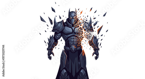 Warrior Armor Exploding into Shards