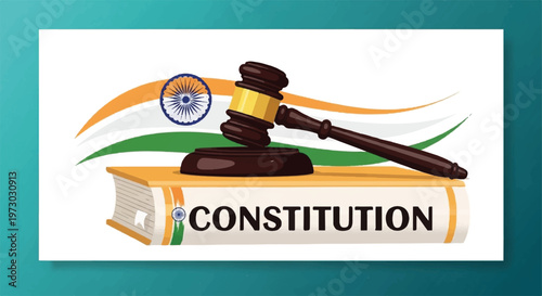 Indian Constitution, Law, Government, Justice, Gavel, Vector Icon