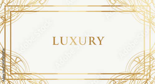 Elegant golden frame with the word LUXURY on a white background.