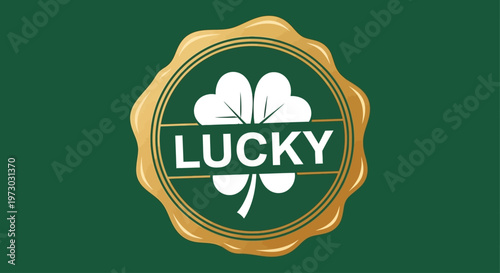 Lucky clover with gold emblem and green background