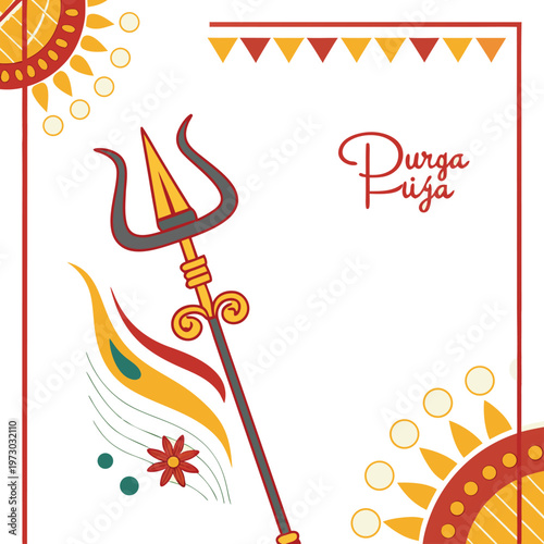 Decorative durga puja celebration illustration