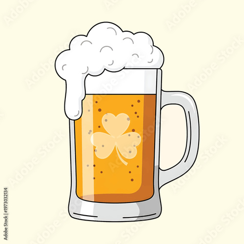 A glass of beer with foam.