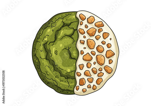 Delicious Matcha Cookie with White Chocolate and Nut Topping.