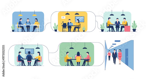 Remote team video conference with multiple participants online meeting collaboration virtual communication workspace digital teamwork concept for global business and remote working environment