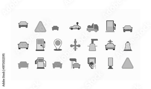 Bold Line Car Driving Icons with Editable Stroke for Traffic Control Safety Electric Charging and Vehicle Navigation Set