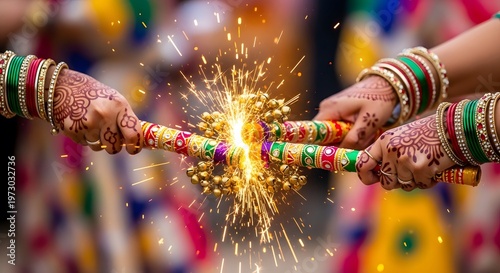 Hands holding sparklers on festival celebration.