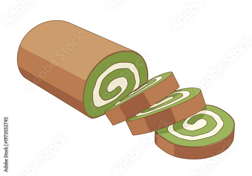 Matcha Swiss Roll Cake Slices: A Delicious Green Tea Dessert.