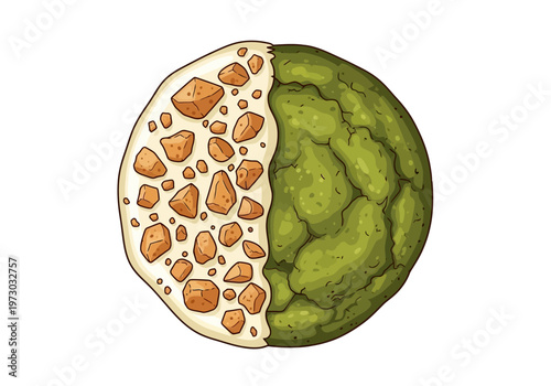 Illustration of a Sugar Apple Fruit with Unique Texture and Pattern.