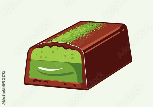 Delicious Chocolate Bar with Pistachio Filling Illustration.