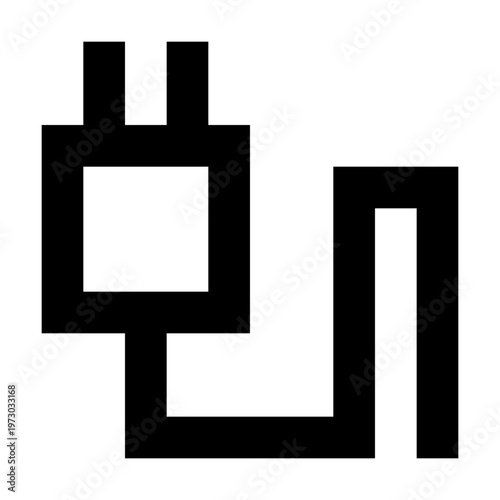 Charger plug icon in sharp bold line style for electric adapters and cables. Perfect for apps, websites, and digital products related to devices, connectivity, power charging, or electronics.