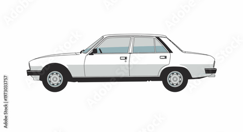 White classic sedan car vector illustration.