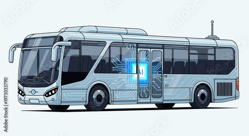 Autonomous public transport bus with AI technology integration