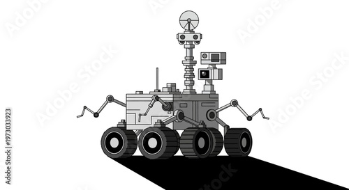 Illustration of a futuristic Mars rover for space exploration and research