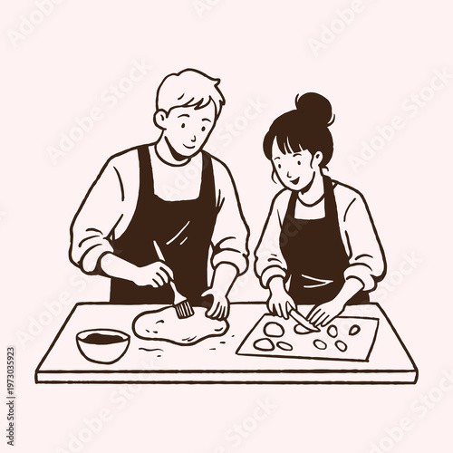 Couple Baking Together