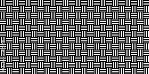 Abstract black line geometric seamless pattern. vector ornament fabric retro textile square line decoration transparent and wallpaper texture design white background.