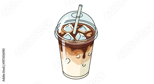 Iced Coffee Drink in Plastic Cup.