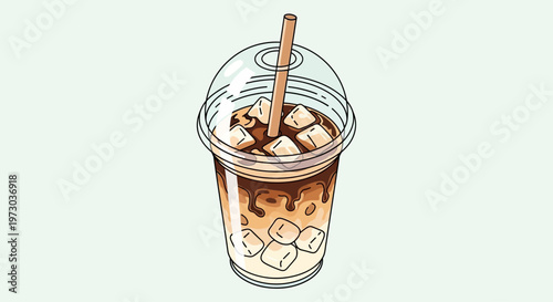 Iced Coffee Drink in Plastic Cup.