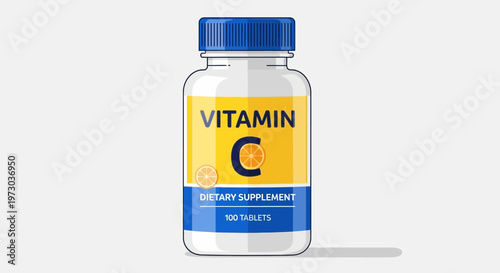 Vitamin C Supplement Bottle with Label.