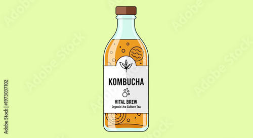 Bottle of Kombucha Fermented Tea Drink.