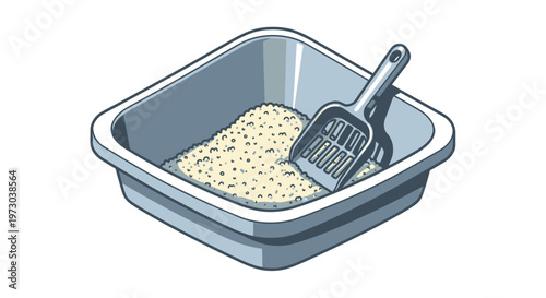 Clean Litter Box with Scoop for Domestic Feline Pet Hygiene