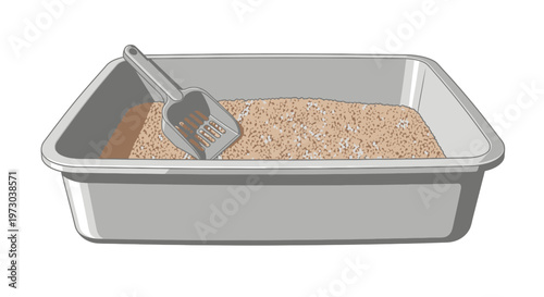 Clean Litter Box with Scoop for Domestic Feline Pet Hygiene