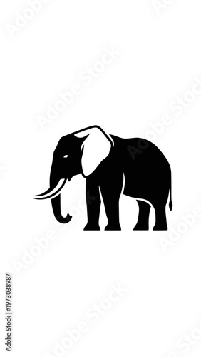 Black Silhouette Elephant Illustration Artwork.