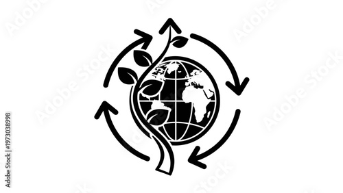Sustainable Earth Logo with Recycling Arrows.