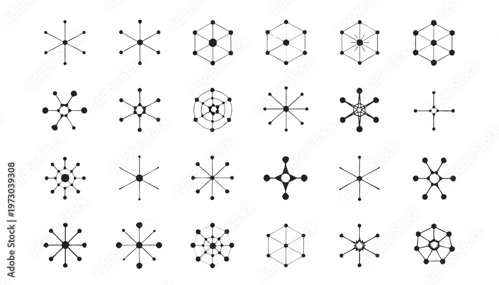 Fototapeta premium Minimal line and dot combinations for graphic design infographics and data visualization tools
